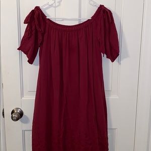LOFT Burgundy Off-the-shoulder Dress